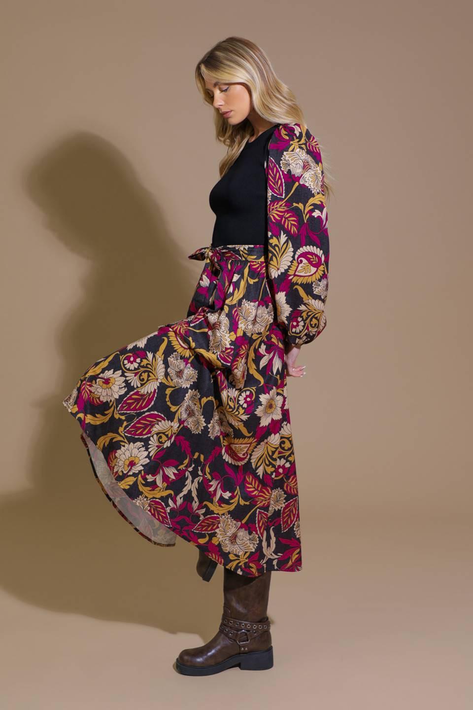 Crushing on Cozy Woven Midi Dress in black magenta, view 5 — Soul Flow Apparel