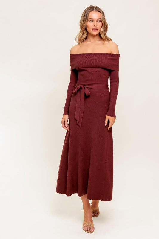 All a Fantasy Sweater Midi Dress in brown, view 1 — Soul Flow Apparel