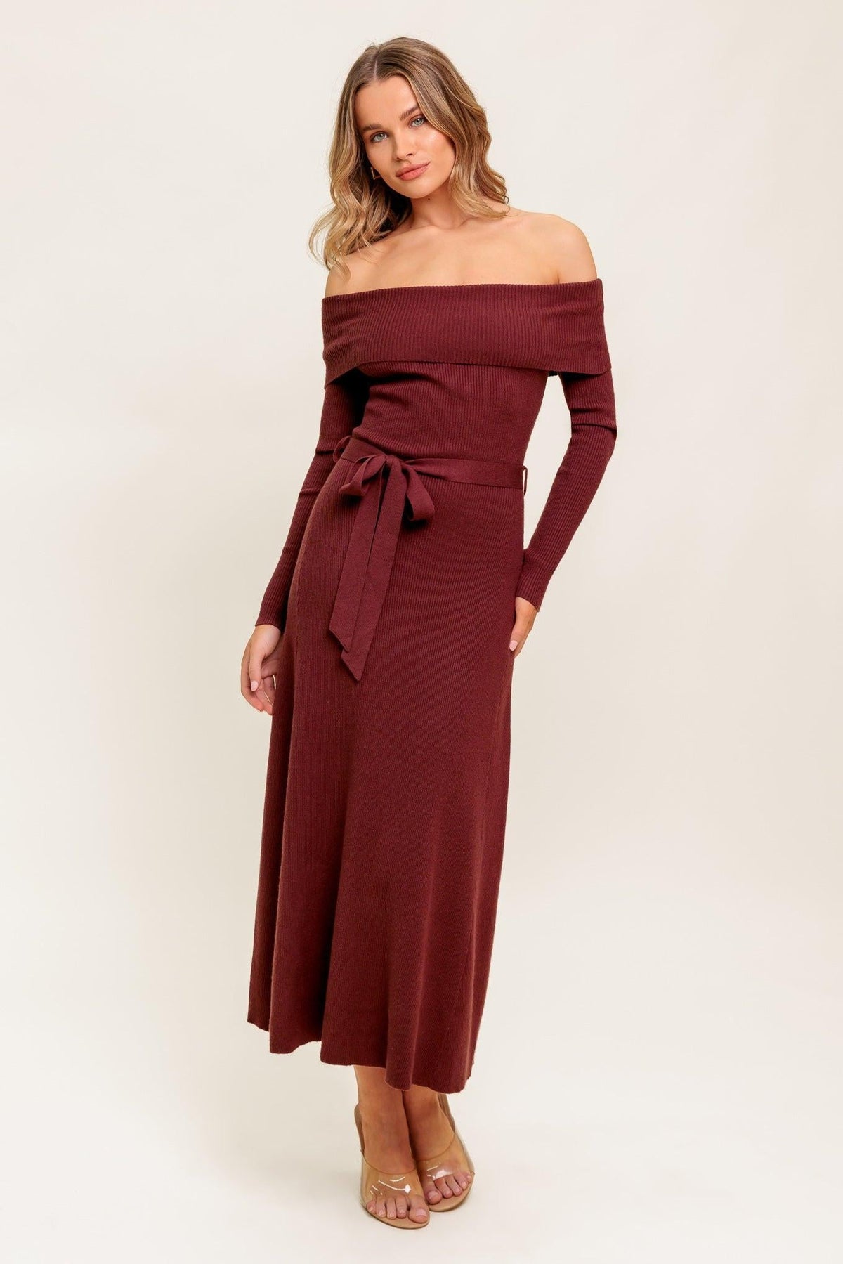 All a Fantasy Sweater Midi Dress in brown, view 4 — Soul Flow Apparel