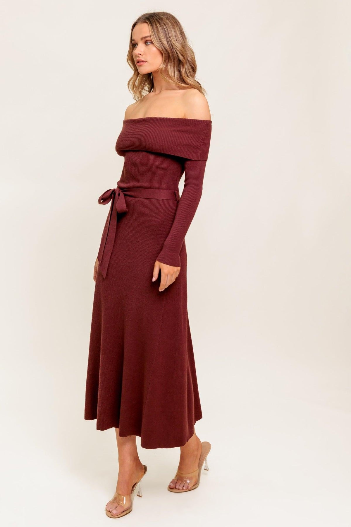 All a Fantasy Sweater Midi Dress in brown, view 5 — Soul Flow Apparel