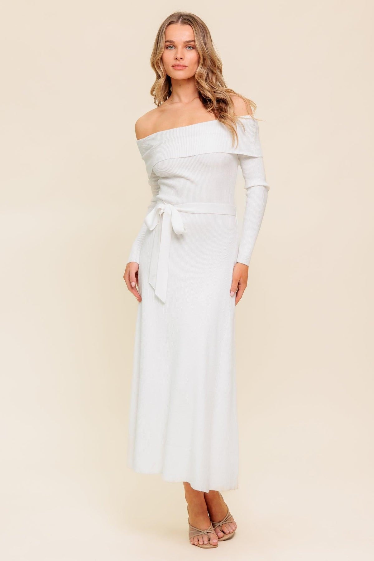 All a Fantasy Sweater Midi Dress in ivory, view 2 — Soul Flow Apparel