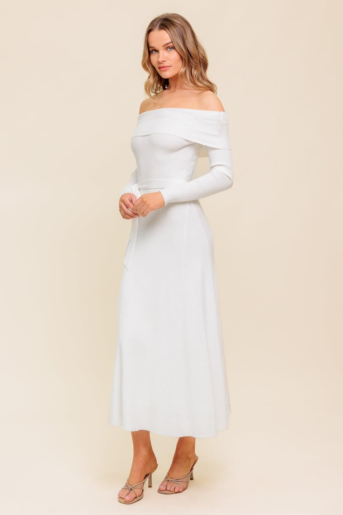 All a Fantasy Sweater Midi Dress in ivory, view 6 — Soul Flow Apparel