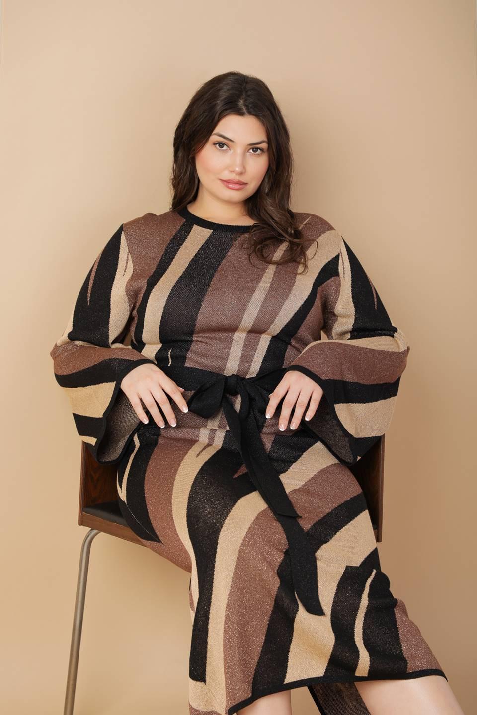 Put on a Smile Midi Sweater Dress in black brown, view 1 — Soul Flow Apparel