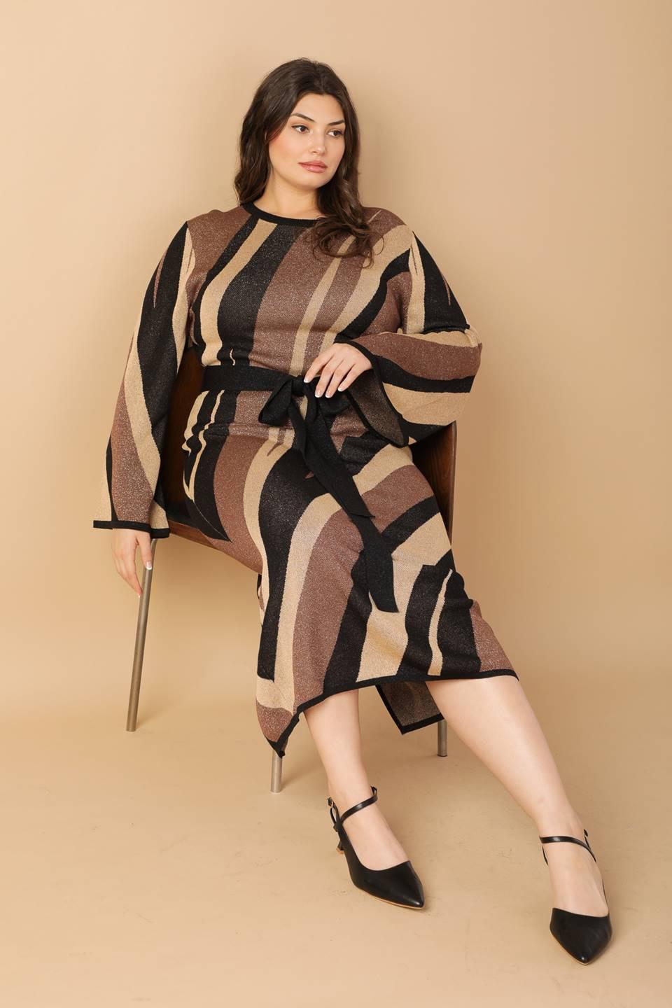 Put on a Smile Midi Sweater Dress in black brown, view 2 — Soul Flow Apparel