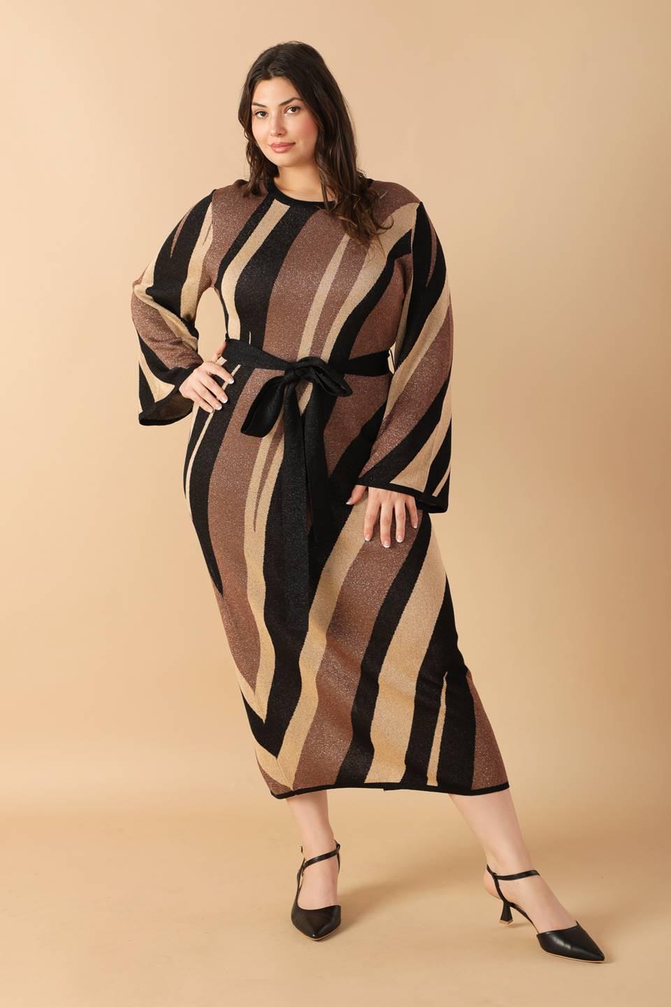 Put on a Smile Midi Sweater Dress in black brown, view 3 — Soul Flow Apparel