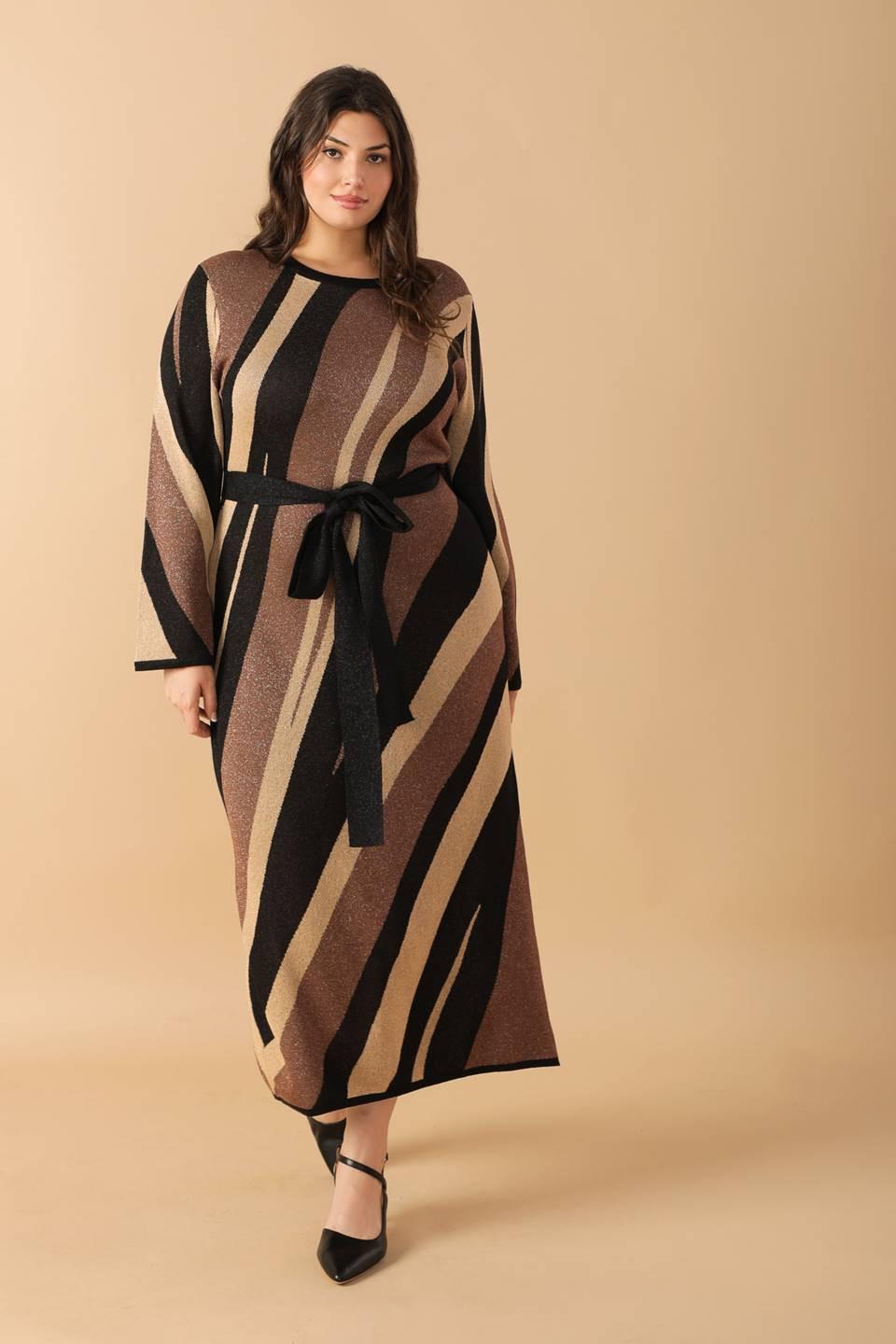 Put on a Smile Midi Sweater Dress in black brown, view 4 — Soul Flow Apparel
