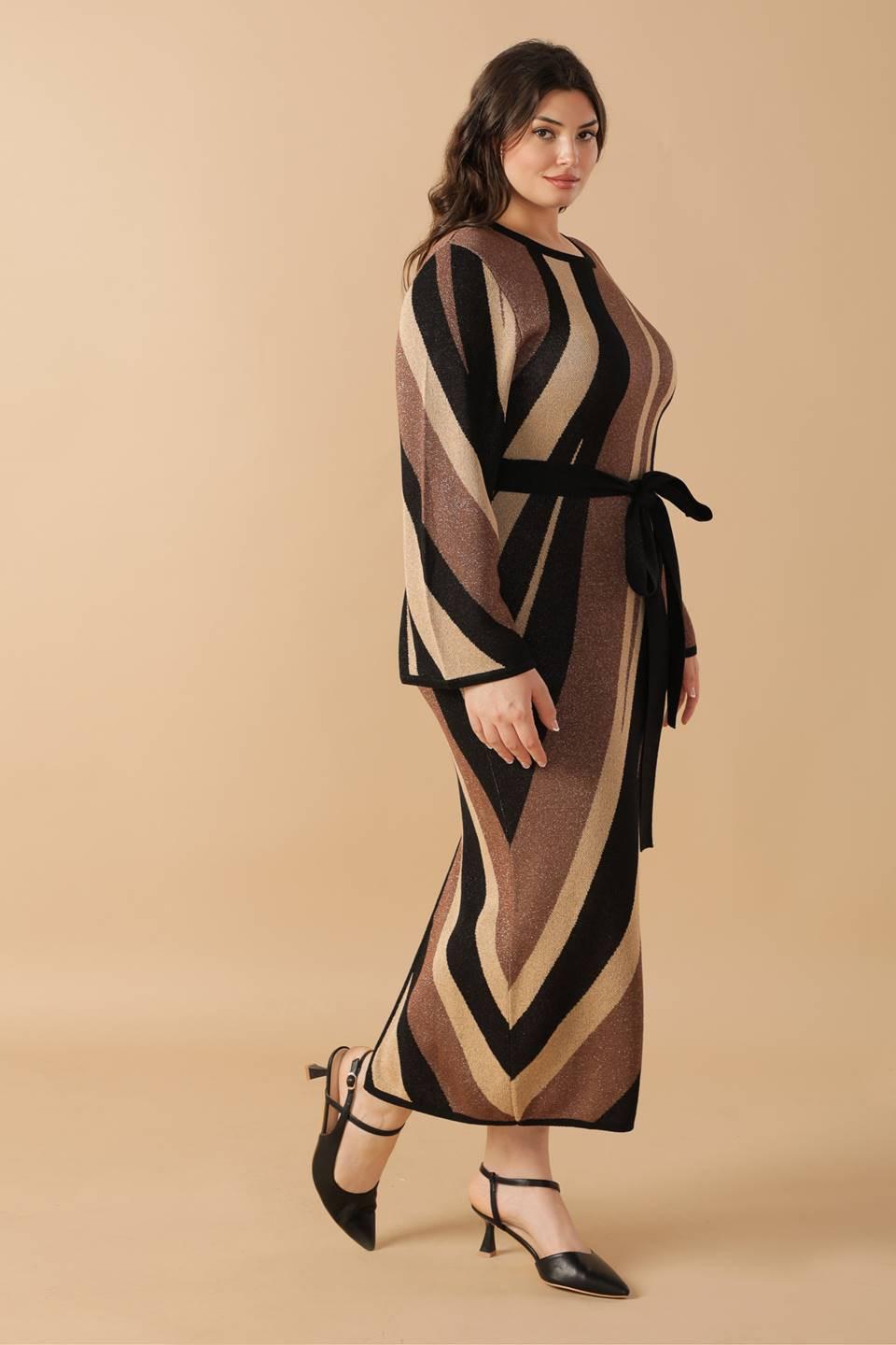 Put on a Smile Midi Sweater Dress in black brown, view 6 — Soul Flow Apparel