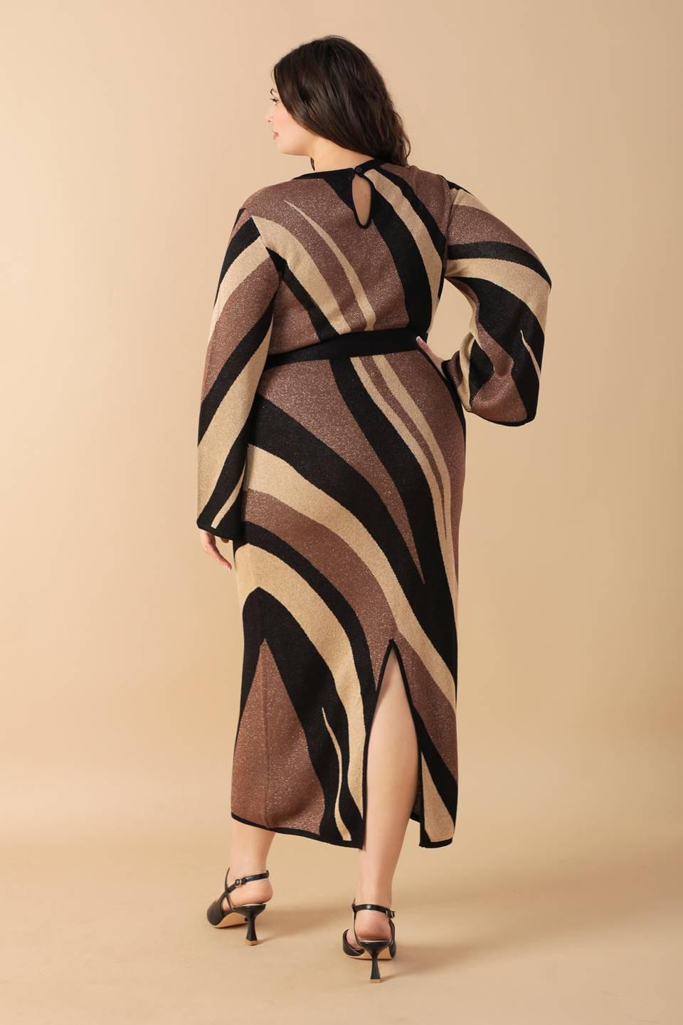 Put on a Smile Midi Sweater Dress in black brown, view 7 — Soul Flow Apparel