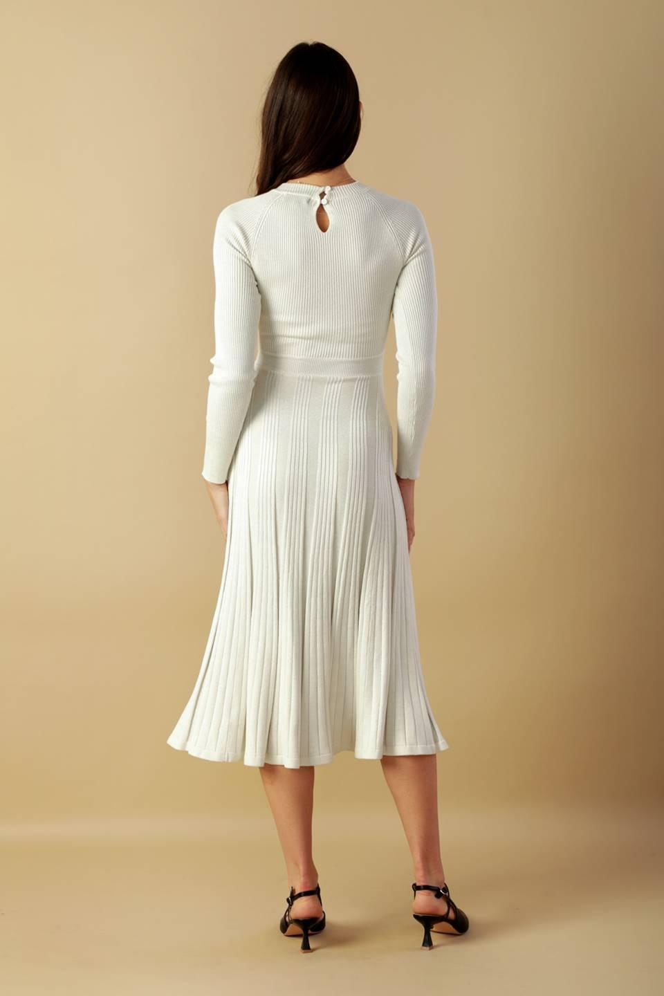 High Standards Sweater Midi Dress in cream metallic, view 5 — Soul Flow Apparel