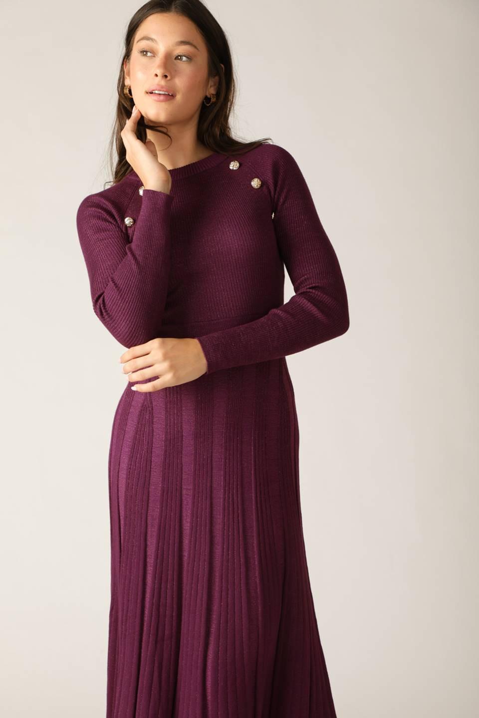 High Standards Sweater Midi Dress in orchidmetallic, view 4 — Soul Flow Apparel