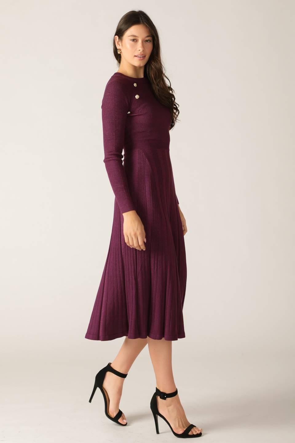 High Standards Sweater Midi Dress in orchidmetallic, view 6 — Soul Flow Apparel
