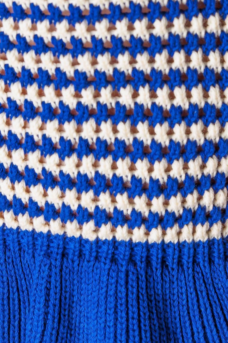Out West Blue Sweater Knit Top in ivory, fabric swatch — Soul Flow Apparel