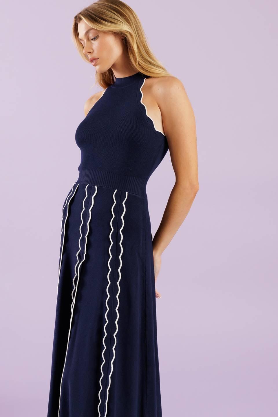Time for Cheer Navy Sweater Midi Dress in ivory, view 5 — Soul Flow Apparel