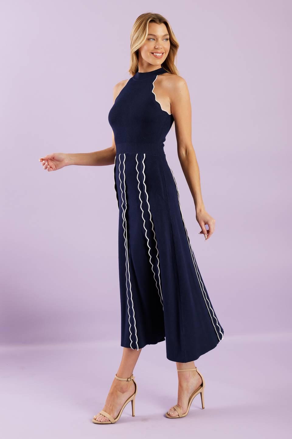 Time for Cheer Navy Sweater Midi Dress in ivory, view 6 — Soul Flow Apparel