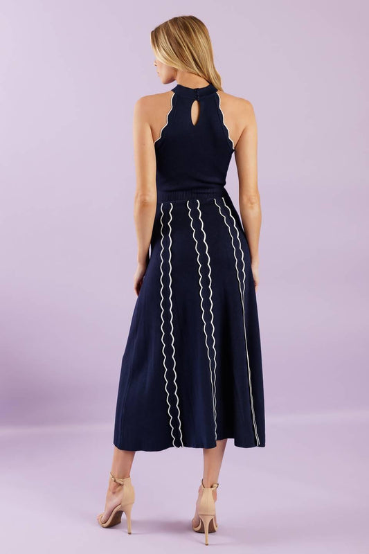 Time for Cheer Navy Sweater Midi Dress in ivory, view 7 — Soul Flow Apparel
