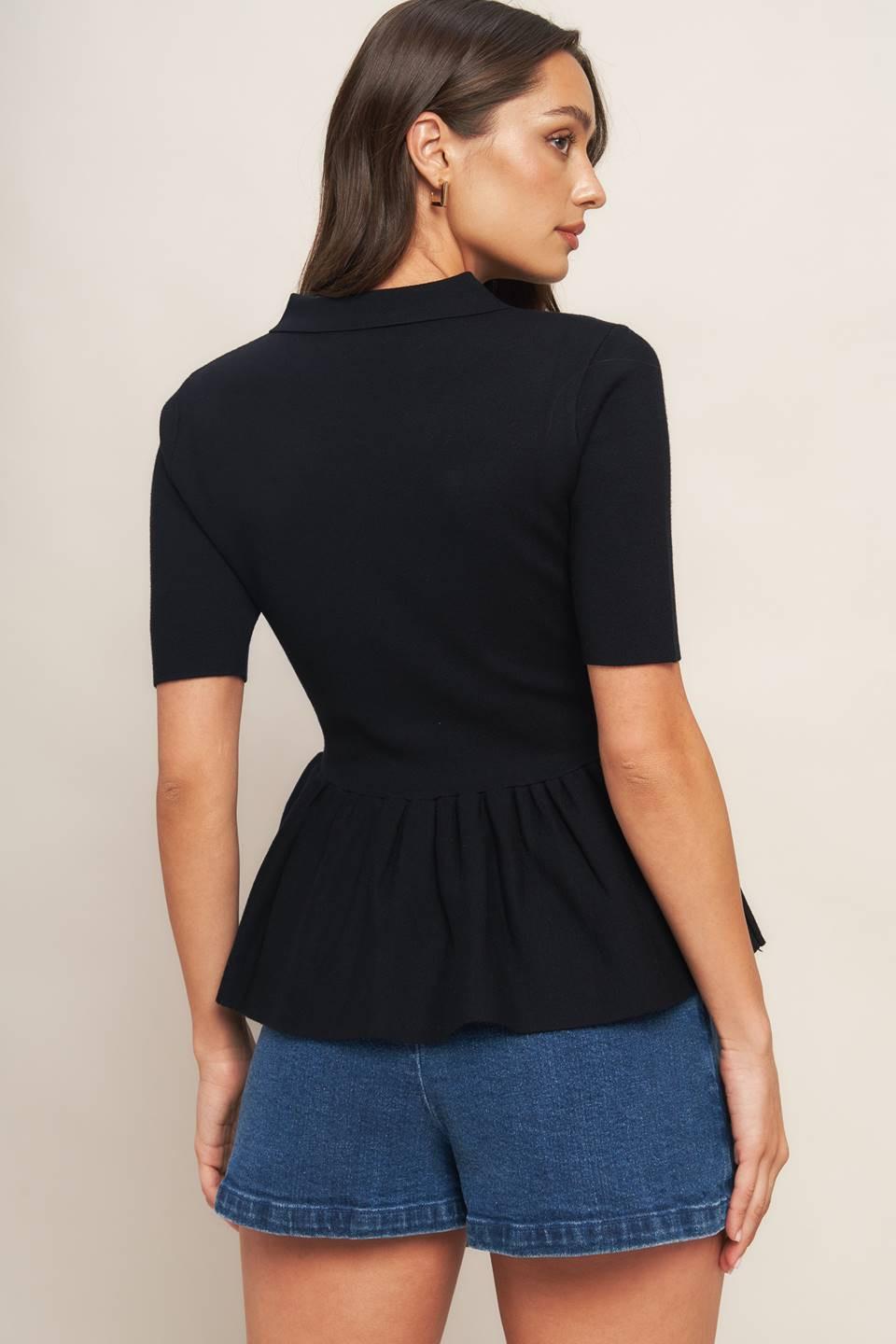 Sweet Serenade Black Woven Top, view 4 — Soul Flow Apparel