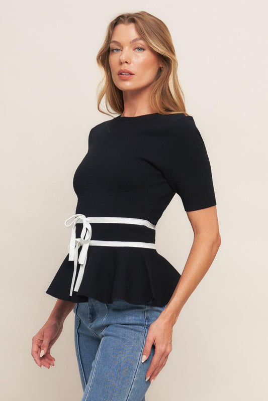 Sunlit Grove Black Sweater Knit Top, view 5 — Soul Flow Apparel
