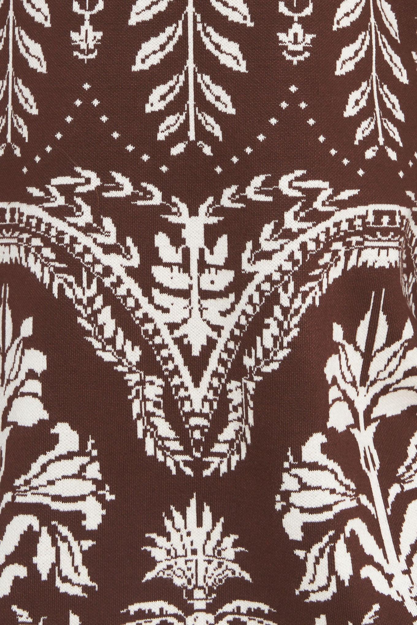Terra Tapestry Sweater Knit Mini Dress in brown, fabric swatch — Soul Flow Apparel