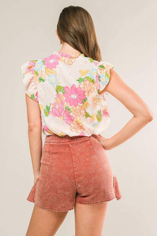 Feeling Fabulous Woven Top in ivory pink, view 2 — Soul Flow Apparel