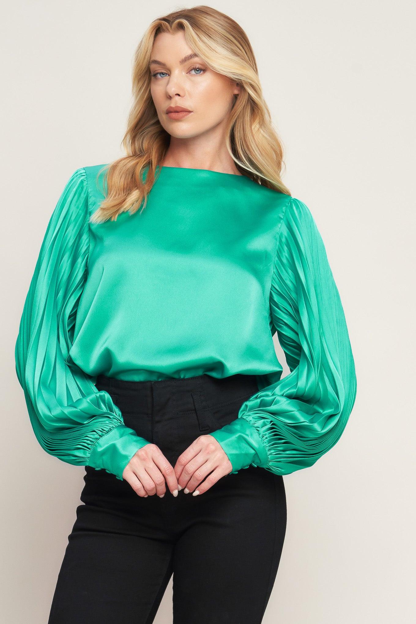 Like the First Time Woven Top in teal green, view 1 — Soul Flow Apparel