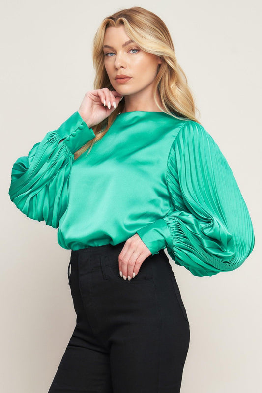 Like the First Time Woven Top in teal green, view 5 — Soul Flow Apparel