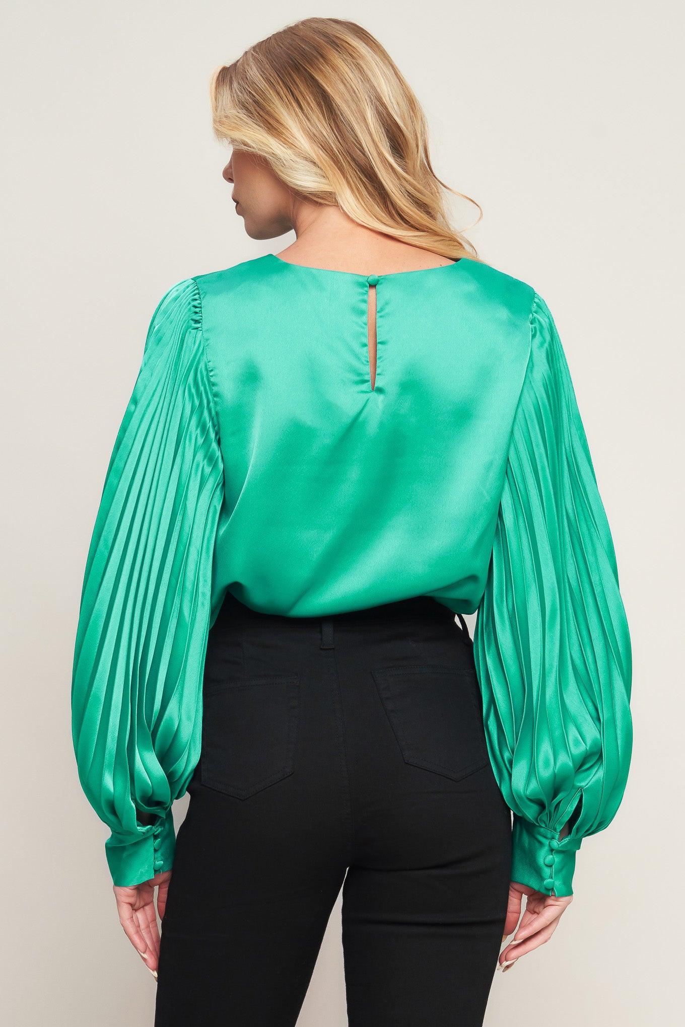 Like the First Time Woven Top in teal green, view 7 — Soul Flow Apparel