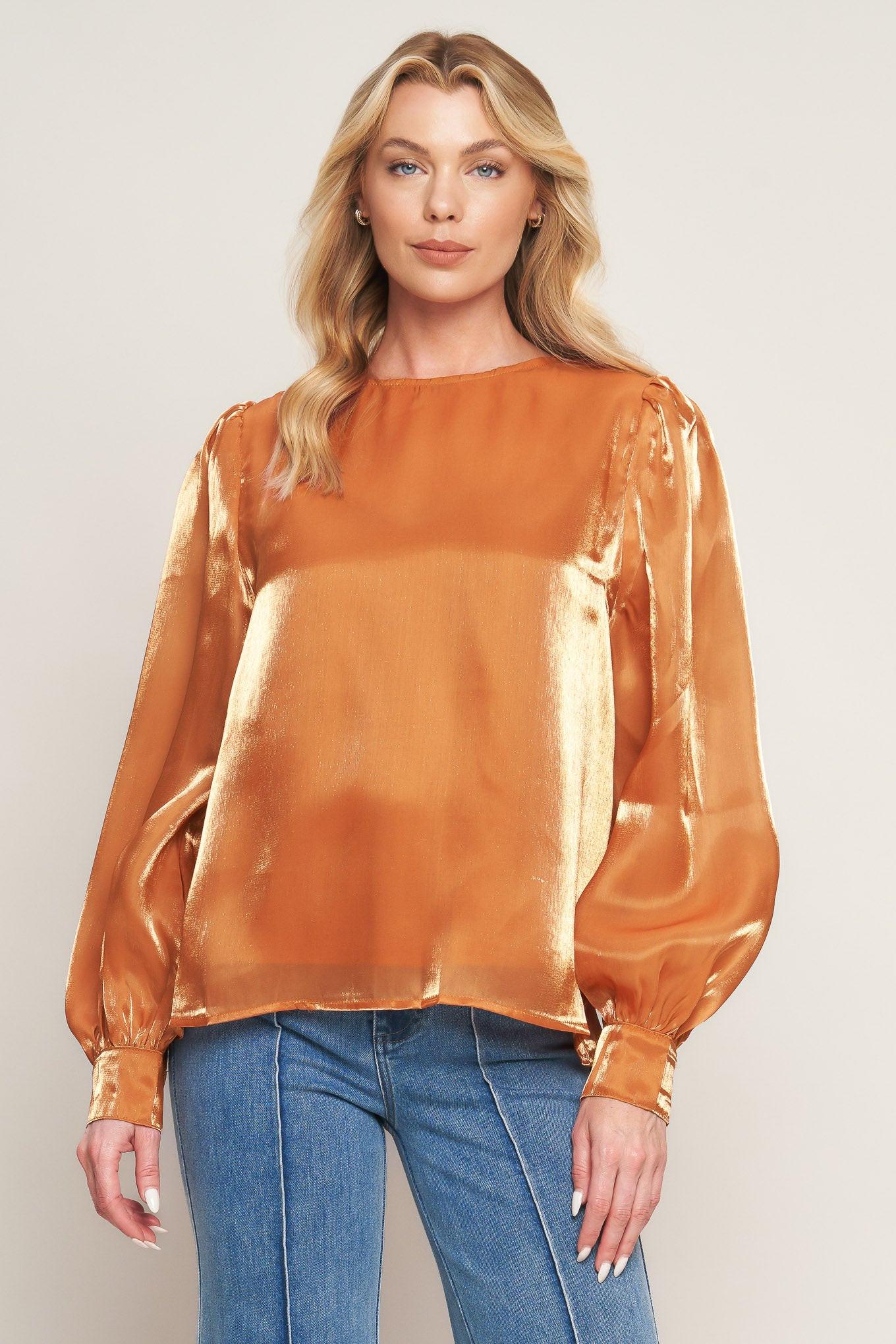 Outing Light Woven Top in bronze, view 1 — Soul Flow Apparel