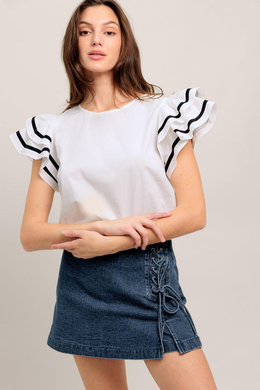 Nice As Can Be Woven Top in off-white, view 7 — Soul Flow Apparel