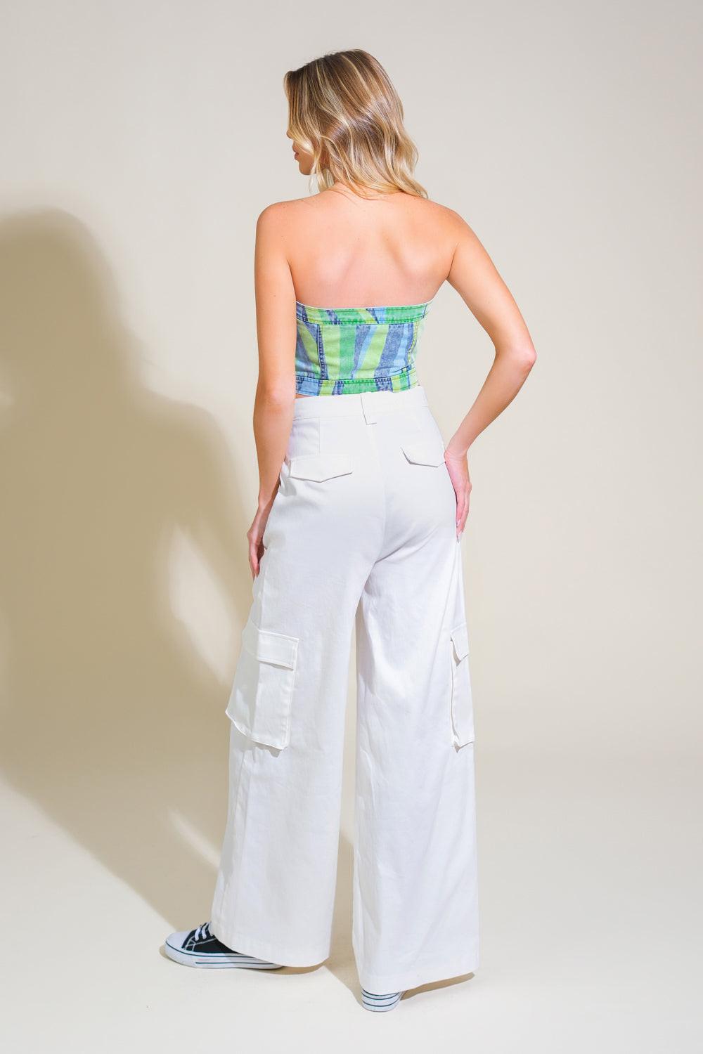 Navigating Life Denim Top in green blue, view 6 — Soul Flow Apparel