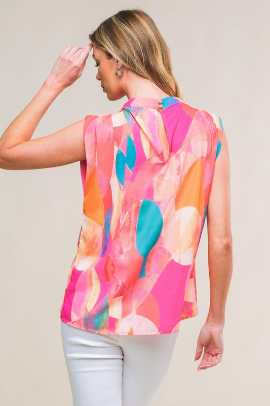 Nature's Charm Woven Top in fuchsia, view 2 — Soul Flow Apparel