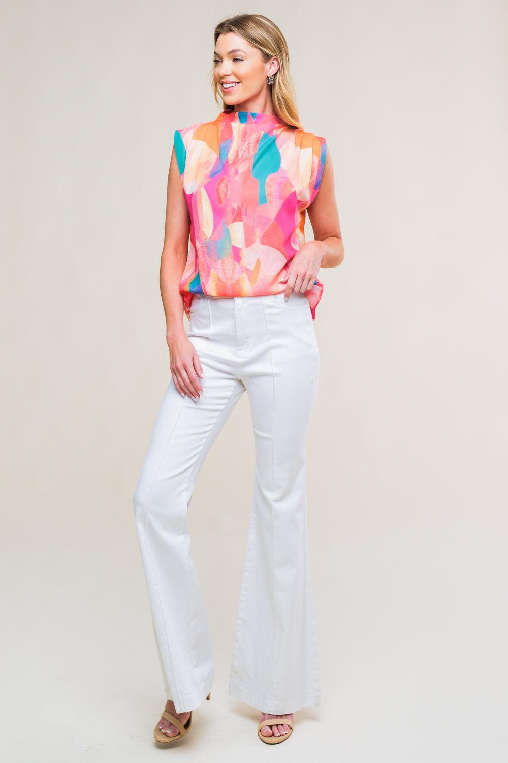 Nature's Charm Woven Top in fuchsia, view 3 — Soul Flow Apparel