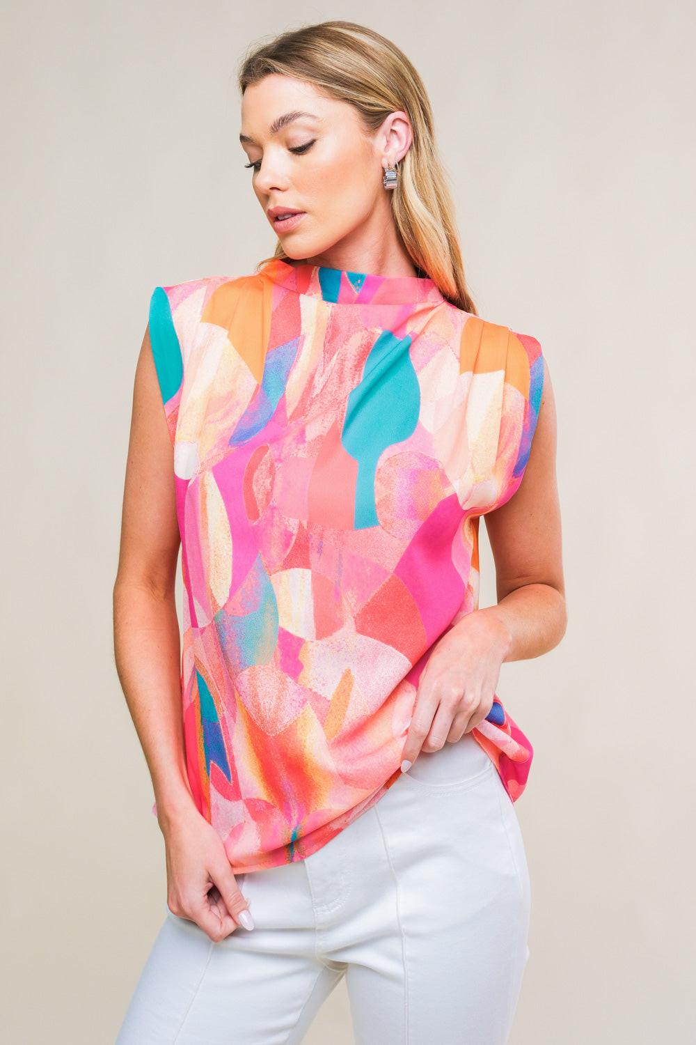 Nature's Charm Woven Top in fuchsia, view 4 — Soul Flow Apparel