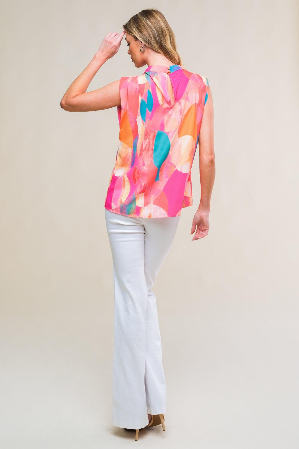 Nature's Charm Woven Top in fuchsia, view 6 — Soul Flow Apparel