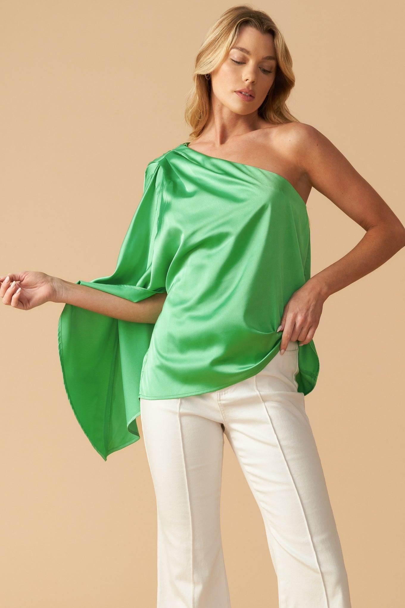 Joyful Spirits Woven Top in green, view 3 — Soul Flow Apparel