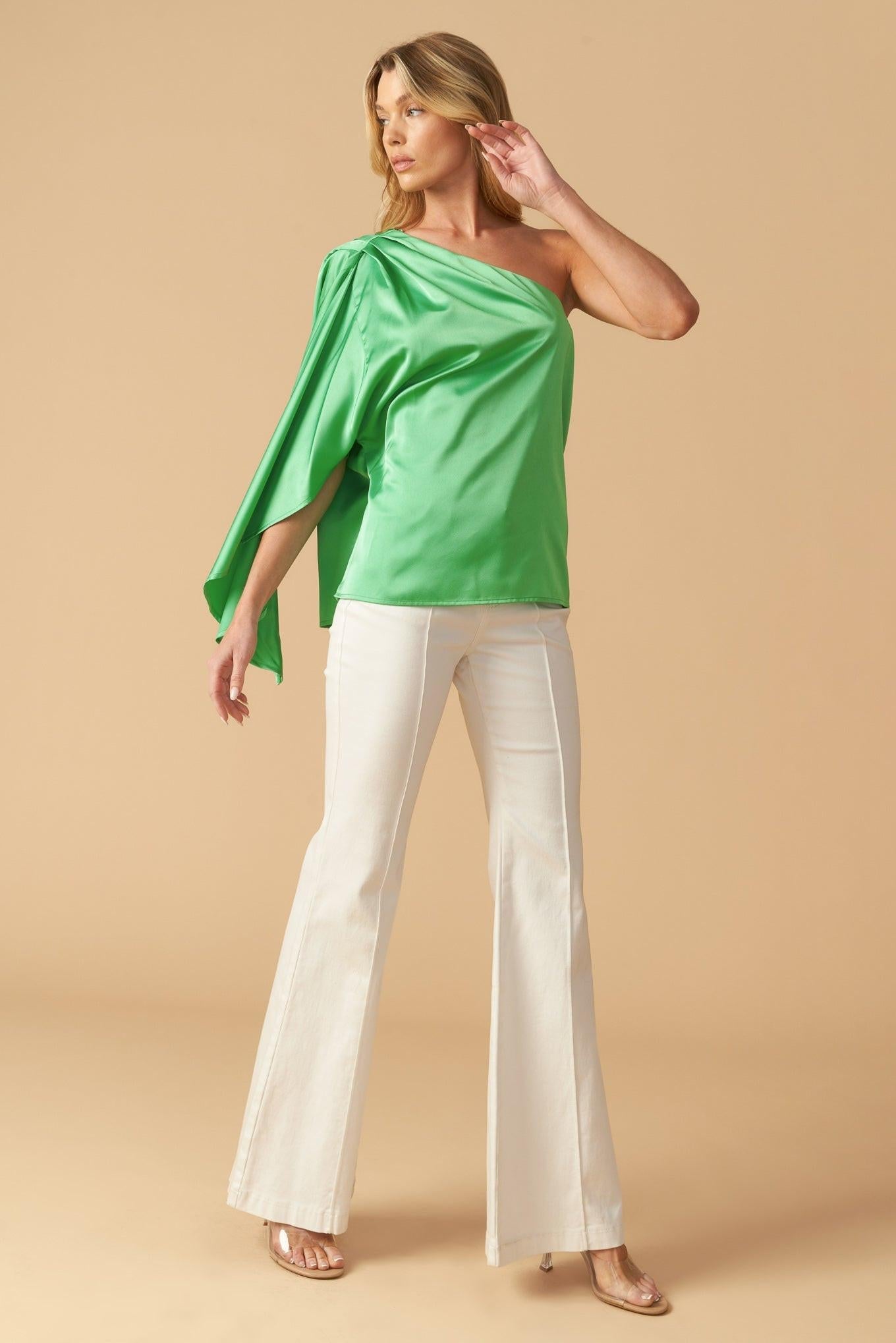 Joyful Spirits Woven Top in green, view 4 — Soul Flow Apparel