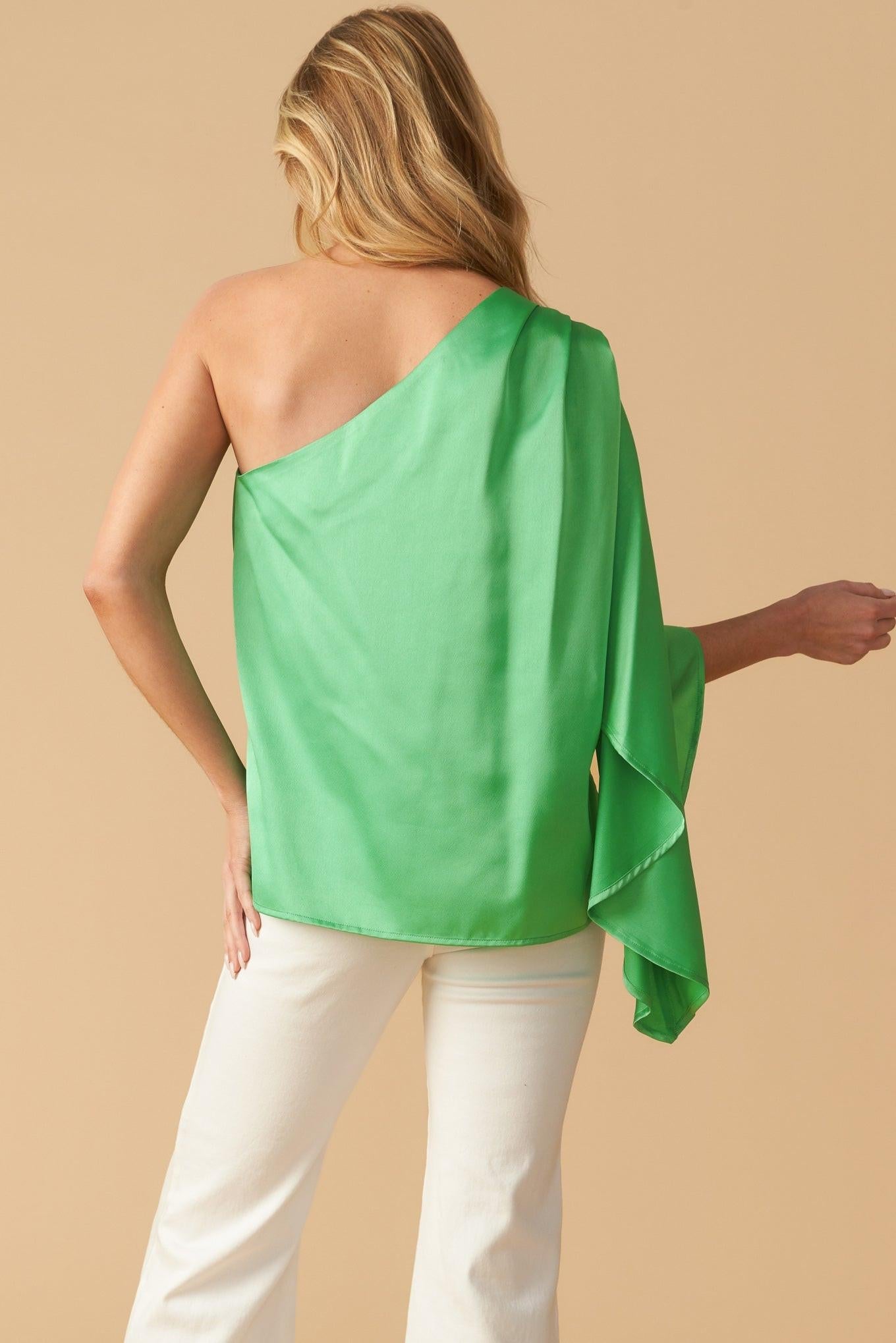 Joyful Spirits Woven Top in green, view 6 — Soul Flow Apparel