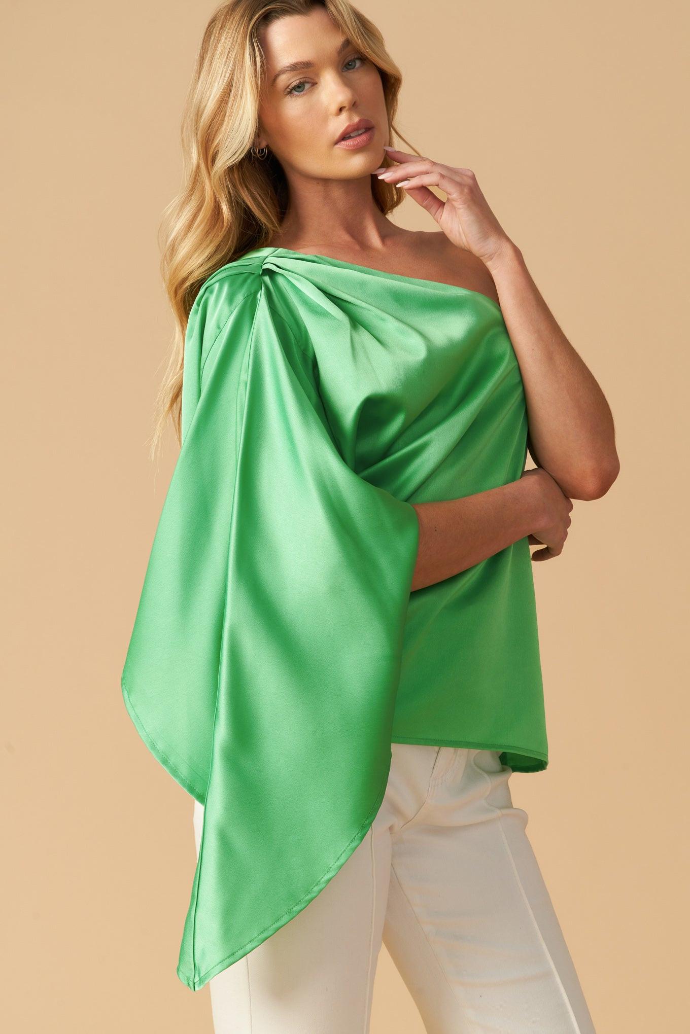Joyful Spirits Woven Top in green, view 7 — Soul Flow Apparel
