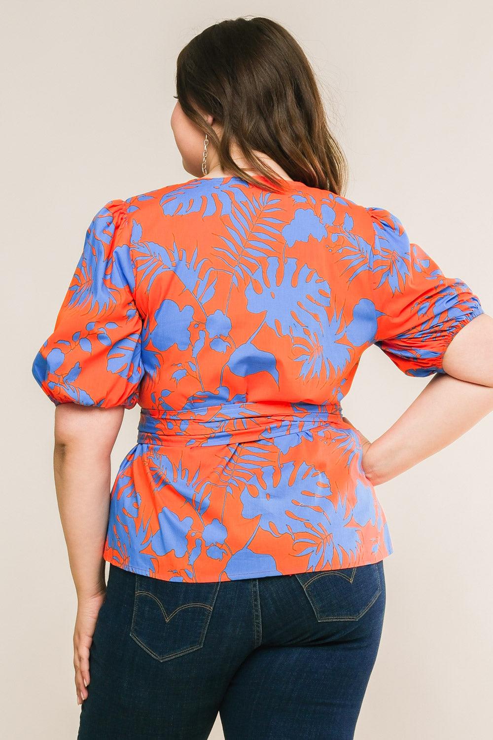 Sign Me Up Woven Top in orange, view 2 — Soul Flow Apparel