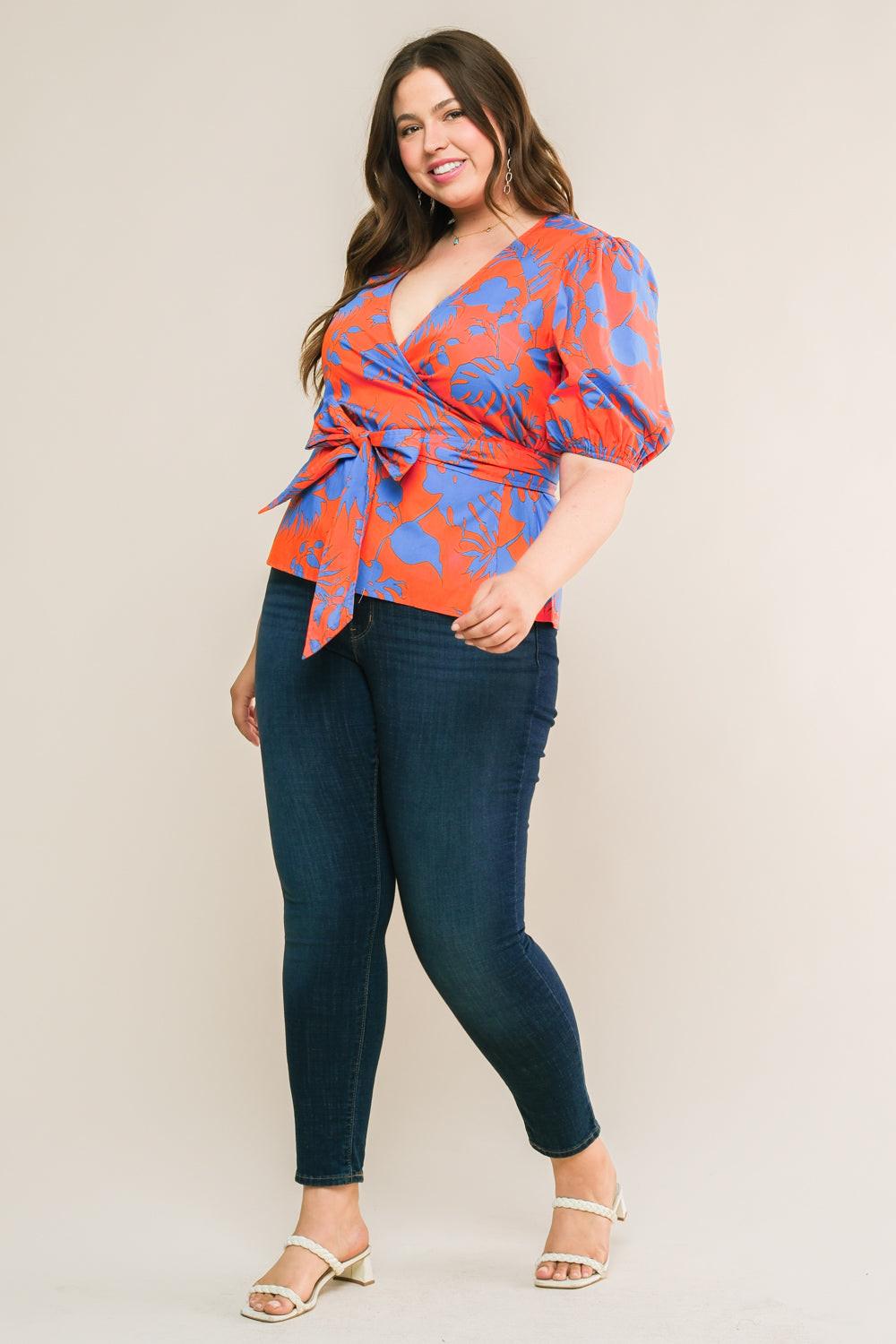 Sign Me Up Woven Top in orange, view 3 — Soul Flow Apparel