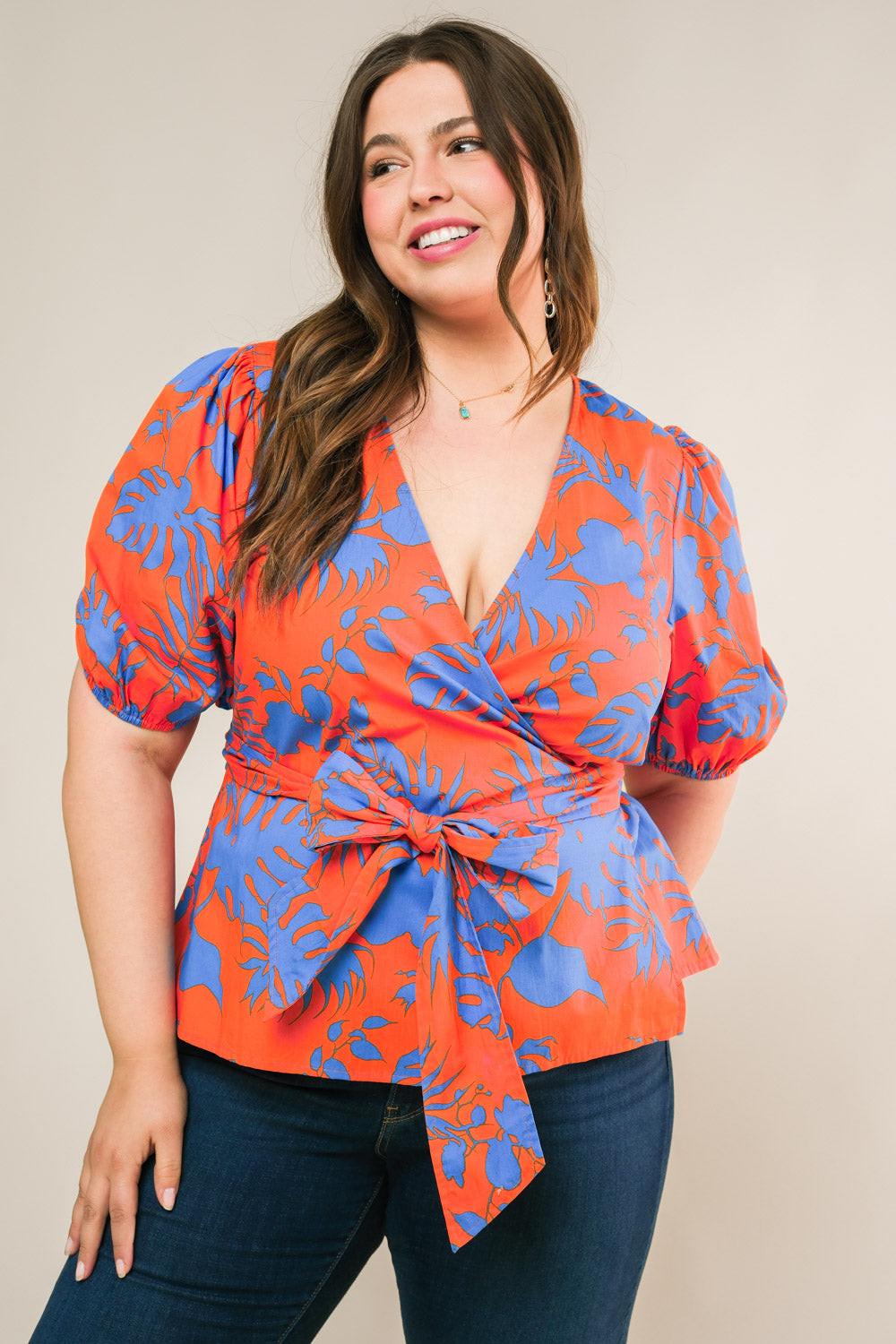 Sign Me Up Woven Top in orange, view 5 — Soul Flow Apparel