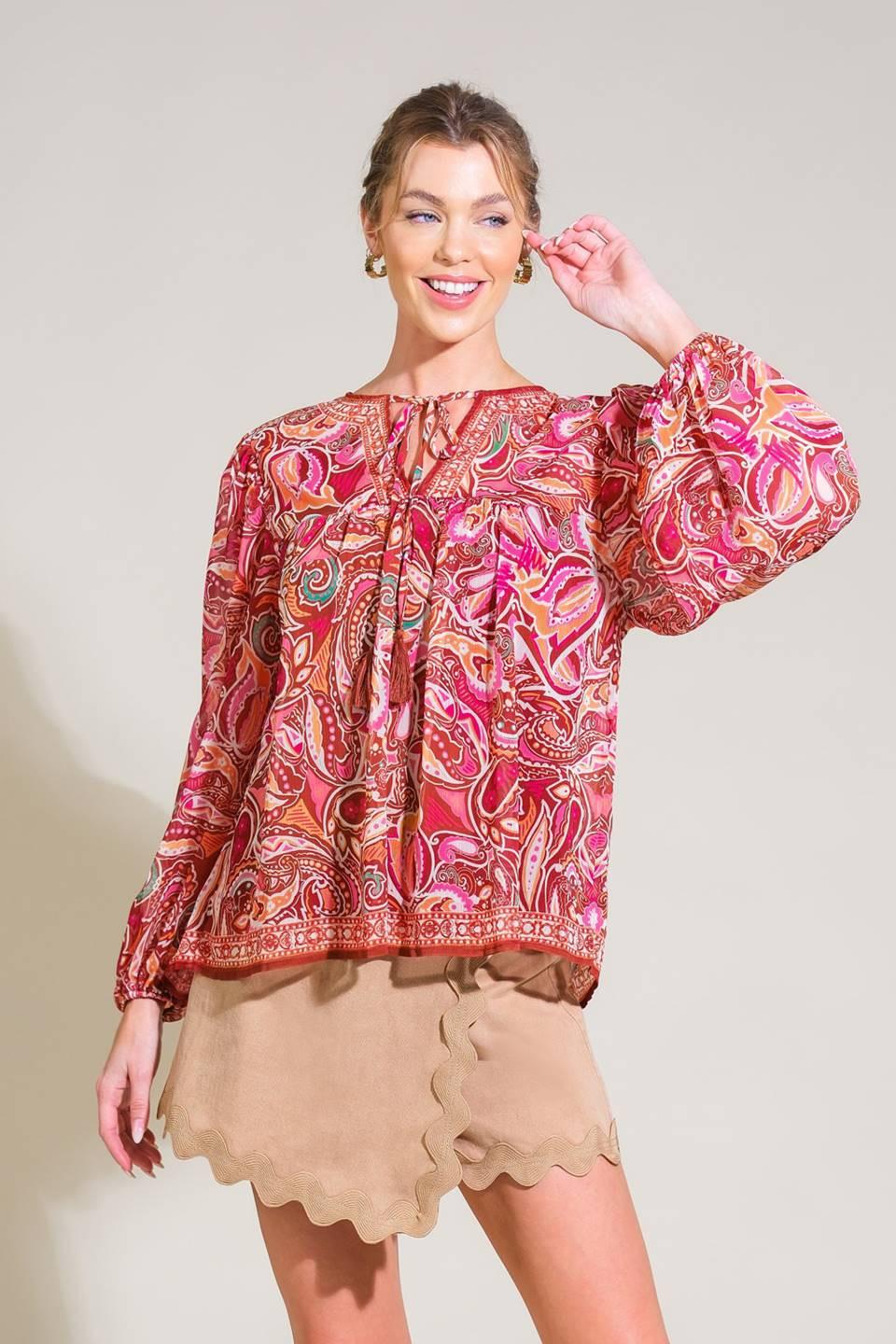 Time After Time Woven Top in brown, view 1 — Soul Flow Apparel
