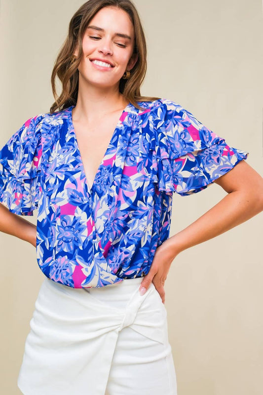 Promise of Love Woven Top in blue, view 5 — Soul Flow Apparel