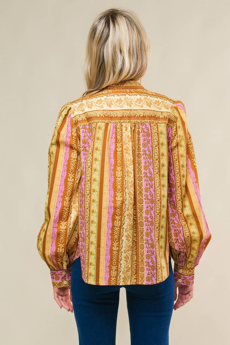 Refreshing Vibe Woven Top in brown lavender, view 2 — Soul Flow Apparel