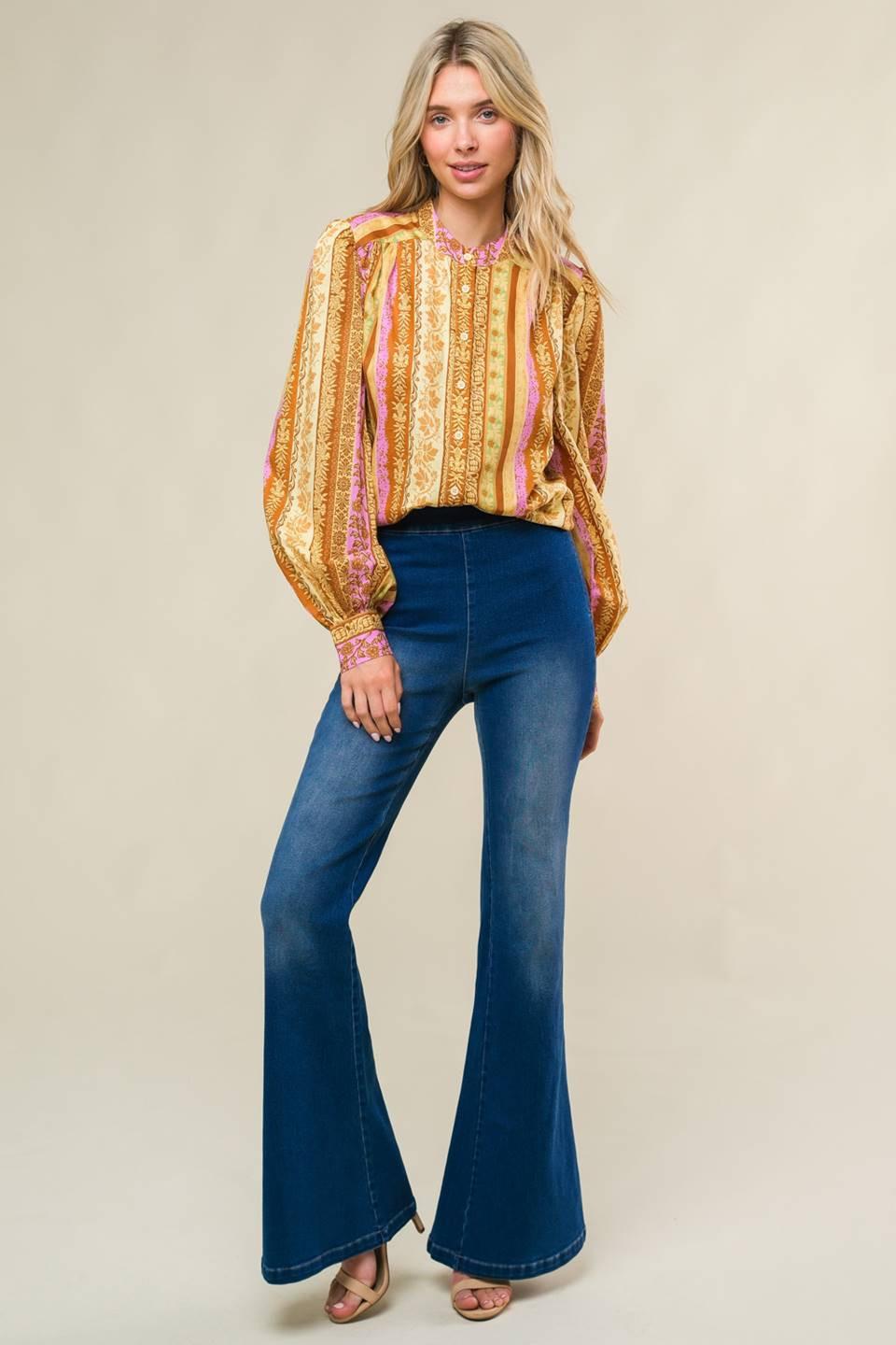 Refreshing Vibe Woven Top in brown lavender, view 3 — Soul Flow Apparel
