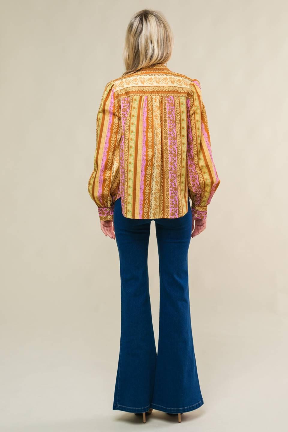 Refreshing Vibe Woven Top in brown lavender, view 6 — Soul Flow Apparel