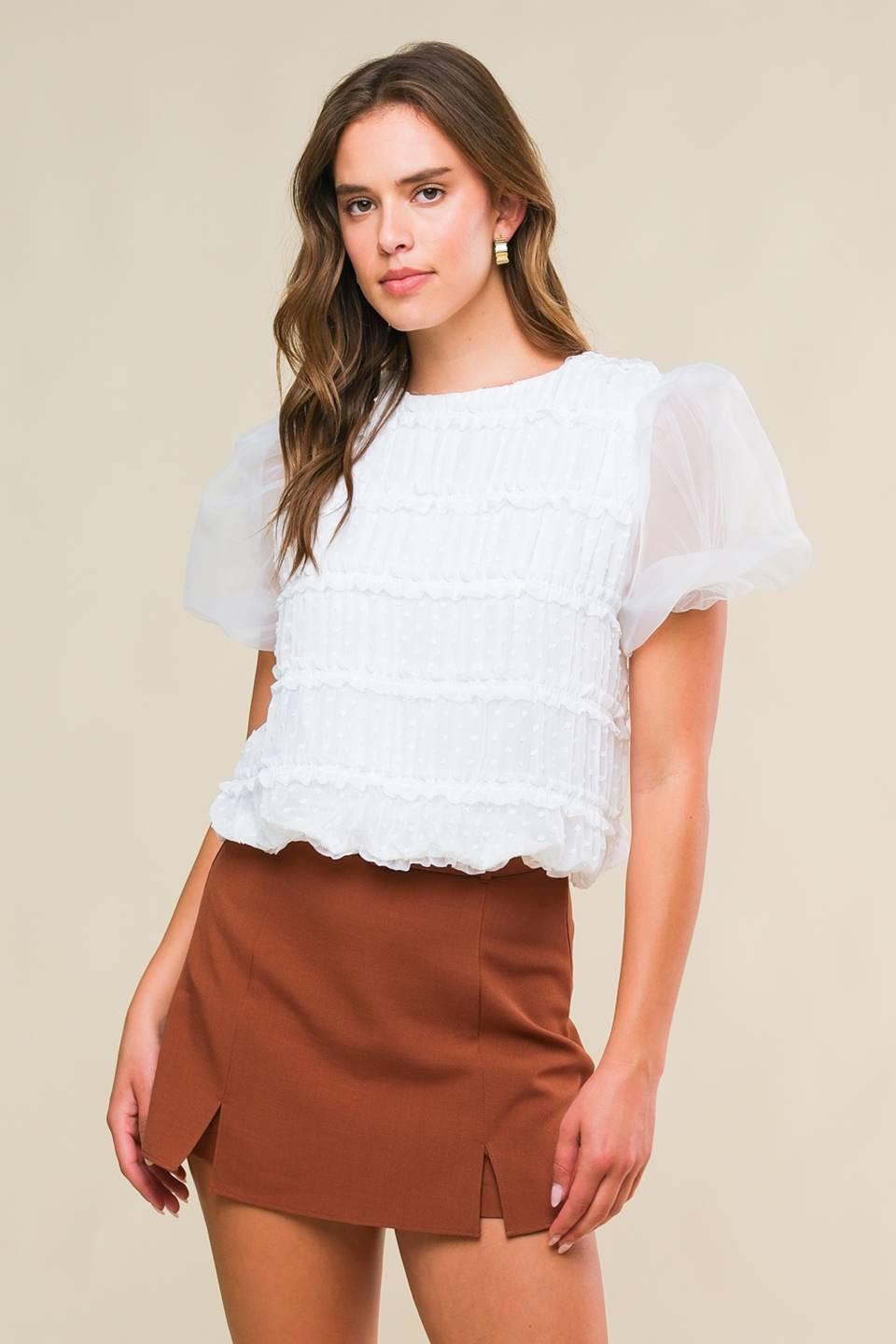 Destined to Impress Woven Top in ivory, view 1 — Soul Flow Apparel