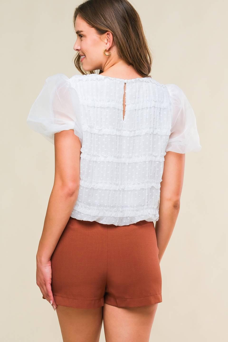 Destined to Impress Woven Top in ivory, view 2 — Soul Flow Apparel