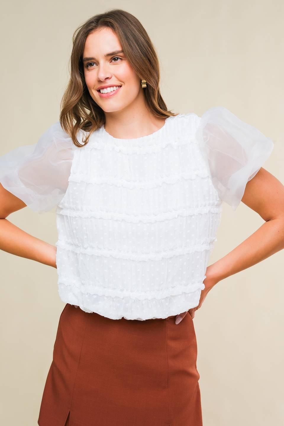 Destined to Impress Woven Top in ivory, view 4 — Soul Flow Apparel