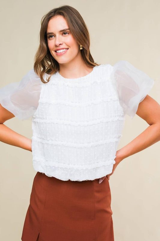 Destined to Impress Woven Top in ivory, view 4 — Soul Flow Apparel