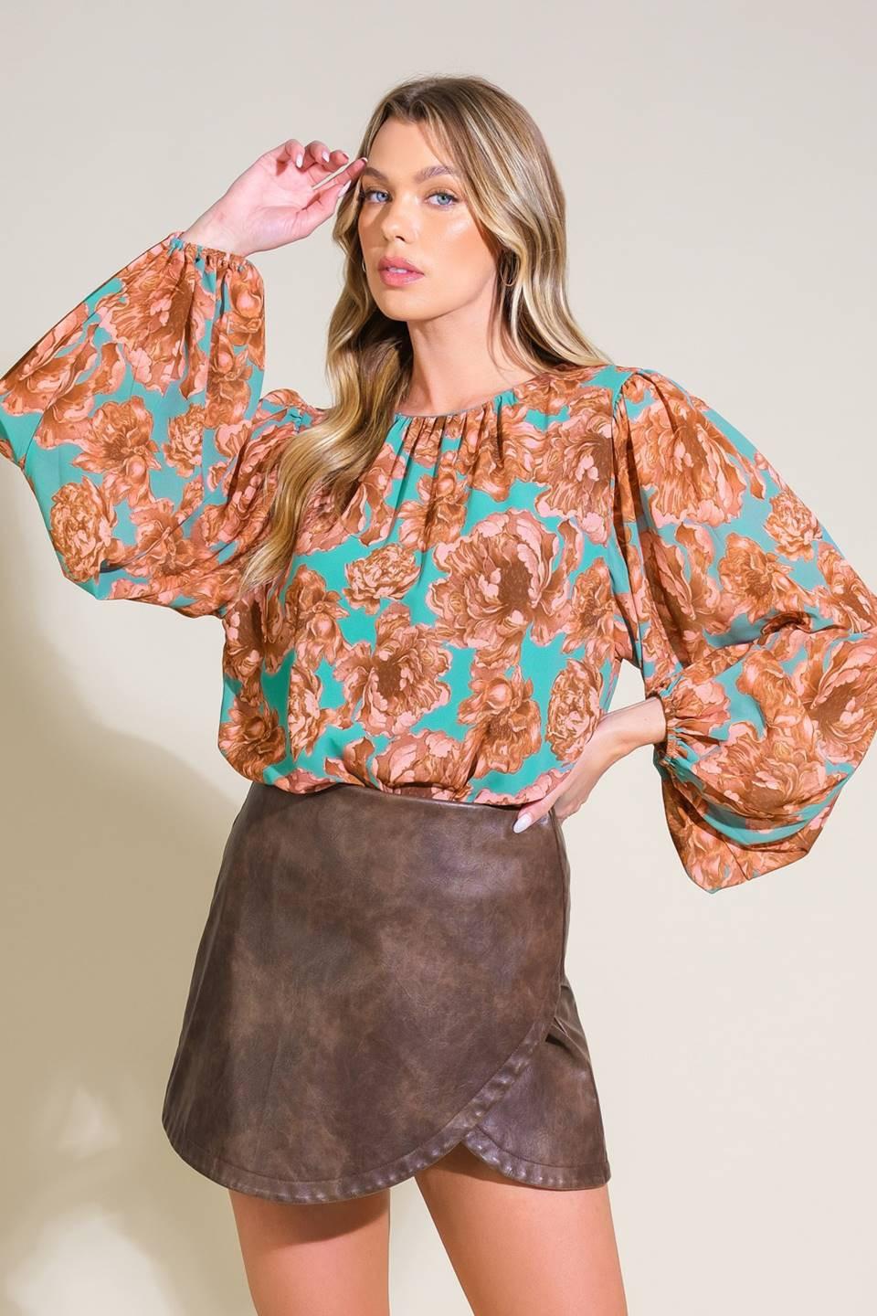 Delicate Hue Woven Top in sage, view 1 — Soul Flow Apparel